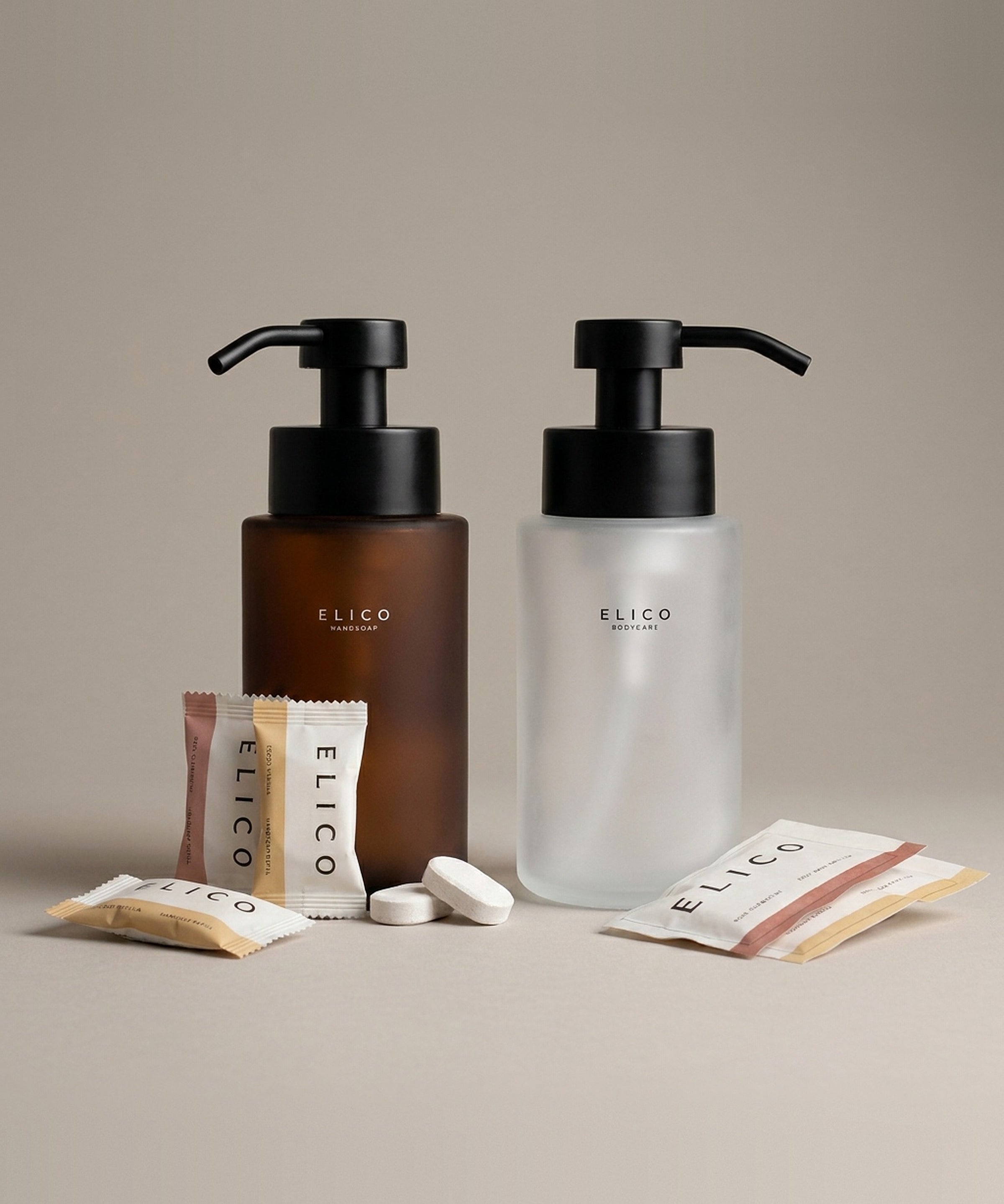 Hand and Body duo: glazen handzeep- en body wash-dispenser met refills